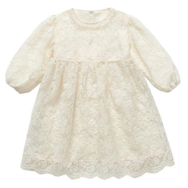 Kids Girls Floral Lace Princess Long Sleeve Dress Photoshoot Outfits Dresses