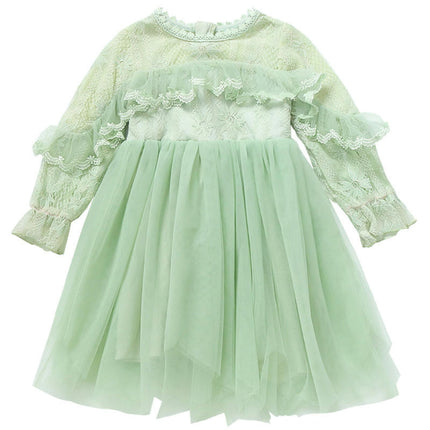 Toddler Girls Long Sleeves Tulle Dress Fashion Princess Gowns Dresses