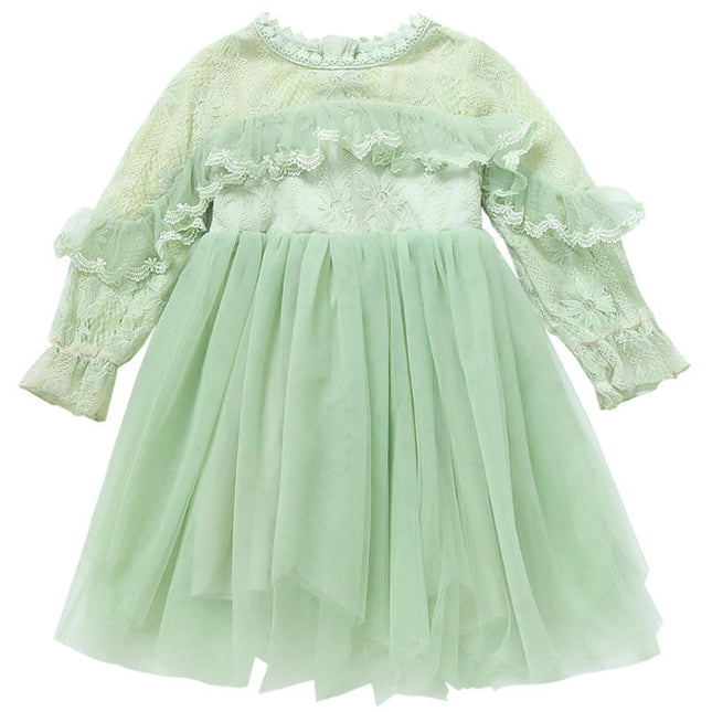 Toddler Girls Long Sleeves Tulle Dress Fashion Princess Gowns Dresses
