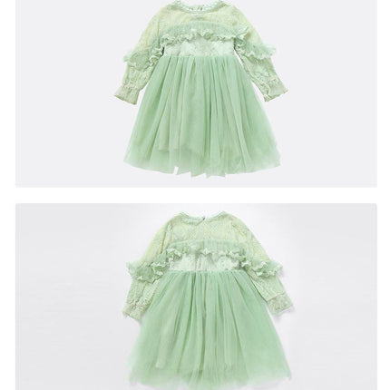 Toddler Girls Long Sleeves Tulle Dress Fashion Princess Gowns Dresses