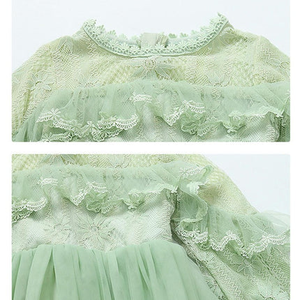 Toddler Girls Long Sleeves Tulle Dress Fashion Princess Gowns Dresses