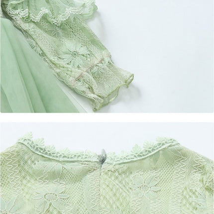 Toddler Girls Long Sleeves Tulle Dress Fashion Princess Gowns Dresses