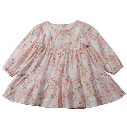 Toddler Girls Spring and Autumn Floral Dress Long Sleeve Fashion Dresses
