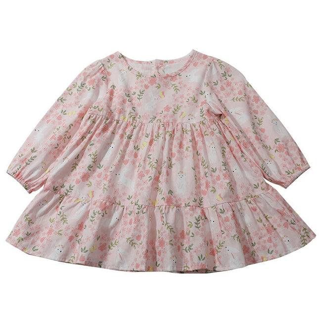 Toddler Girls Spring and Autumn Floral Dress Long Sleeve Fashion Dresses