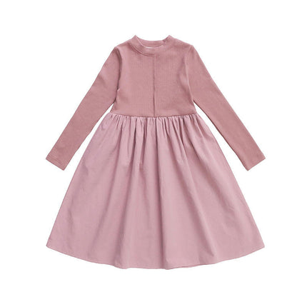Toddler Girl Dress Casual Round Neck Ruffle Long Sleeve Party Dress