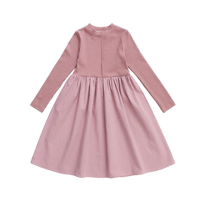 Toddler Girl Dress Casual Round Neck Ruffle Long Sleeve Party Dress