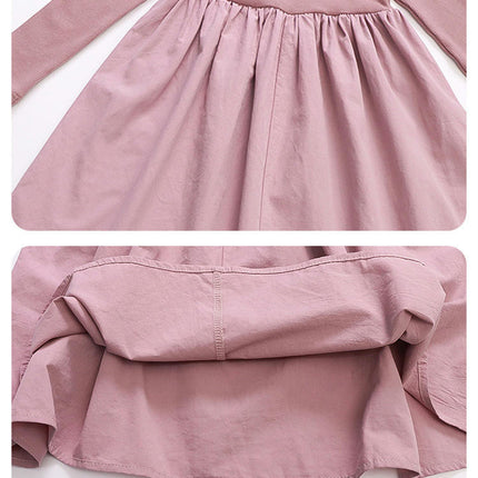 Toddler Girl Dress Casual Round Neck Ruffle Long Sleeve Party Dress