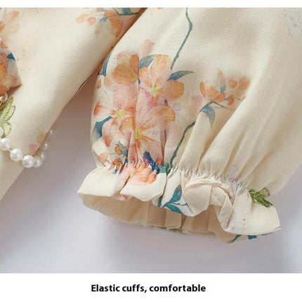 Long Sleeve Cheongsam Performance Dress Spring Autumn Girls Retro Tang Dress