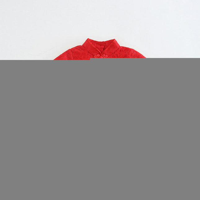 Girls Long Sleeve Dress Cute Style Cheongsam Chinese New Year Dress