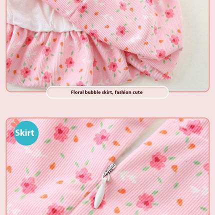 Toddler Girl Spring and Autumn Dress Long Sleeve Floral Ruffle Dresses