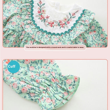 Girls Long Sleeve Dress Floral Ruffles Spring Autumn Casual Kids Clothes