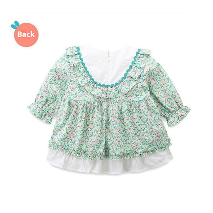 Girls Long Sleeve Dress Floral Ruffles Spring Autumn Casual Kids Clothes