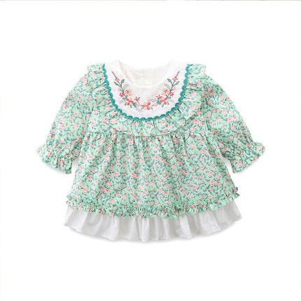 Girls Long Sleeve Dress Floral Ruffles Spring Autumn Casual Kids Clothes
