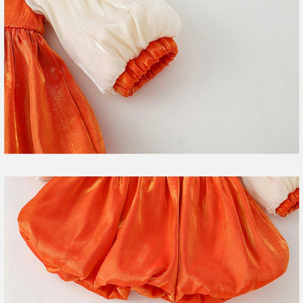 Toddler Girls Spring and Autumn Long Sleeve Floral Print China Style Dresses