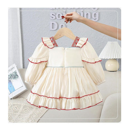 Toddler Girls Chinese Dress Long Sleeve Printed Hanfu Fairy Clothes