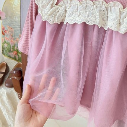 Little Girls Dresses Tulle Party Princess Long Sleeve Crewneck Dresses