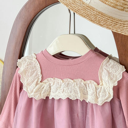 Little Girls Dresses Tulle Party Princess Long Sleeve Crewneck Dresses