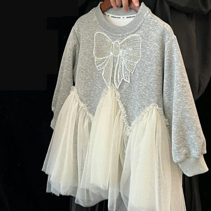 Toddler Girls Dress Long Sleeve Casual Sequins Tulle Party Dresses