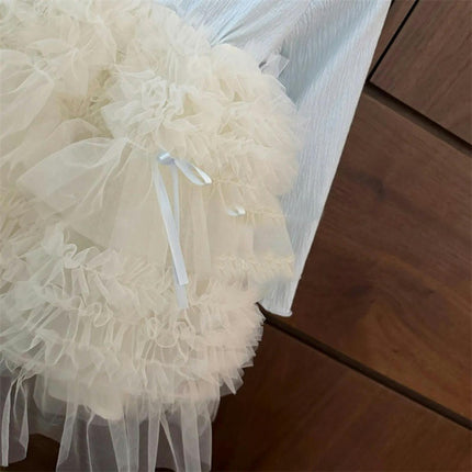 Kids Girl Long Sleeve Dress Ruffle Spring and Fall Tulle Bowknot Princess Dress