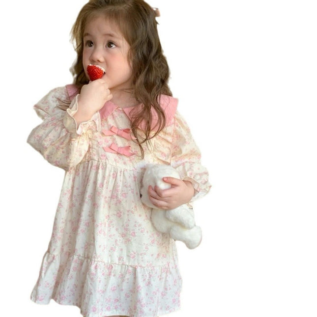 Girls Long Sleeve Dresses Spring and Autumn A Line Swing Dress