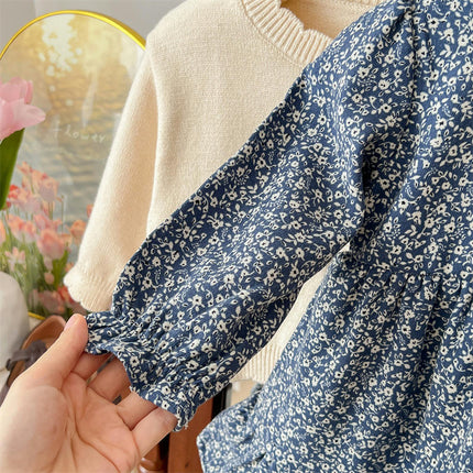Fashion Girls Casual Floral Dress Long Sleeve A Line Twirly Dresses