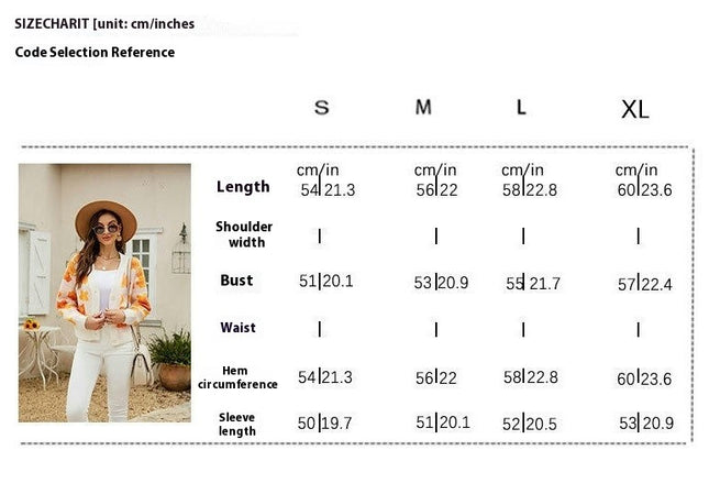 Women Cardigan Open Front Long Sleeve Button Down V-Neck Knit Floral Sweater