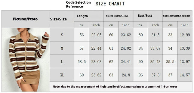 Women's Fall Knit Striped Long Sleeve Sweater Open Front Button Down Cardigan