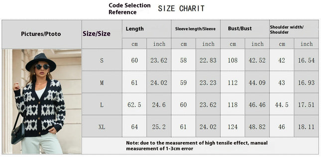 Women Crop Cardigan Long Sleeve Heart Printed Button Down Knitted Sweater