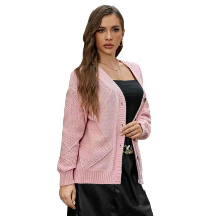 Women's Fall Long Sleeve Sweater Cable Knit Open Front Button Cardigan