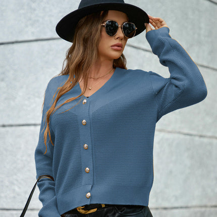 Women's Fall Open Front Cardigan Knit Button Down Long Sleeve Sweater