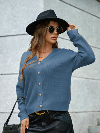 Women's Fall Open Front Cardigan Knit Button Down Long Sleeve Sweater