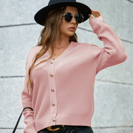 Women's Fall Open Front Cardigan Knit Button Down Long Sleeve Sweater