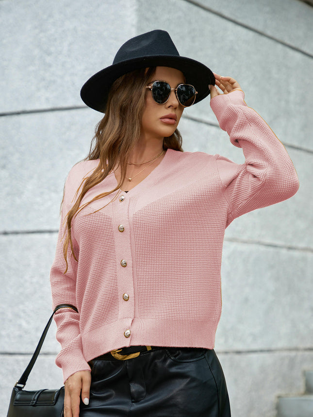 Women's Fall Open Front Cardigan Knit Button Down Long Sleeve Sweater