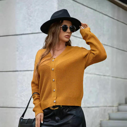 Women's Fall Open Front Cardigan Knit Button Down Long Sleeve Sweater