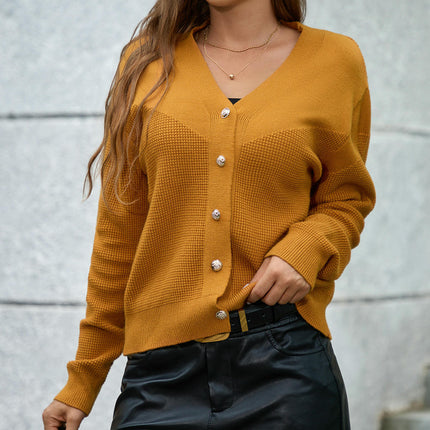 Women's Fall Open Front Cardigan Knit Button Down Long Sleeve Sweater