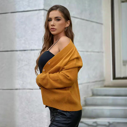 Women's Fall Open Front Cardigan Knit Button Down Long Sleeve Sweater