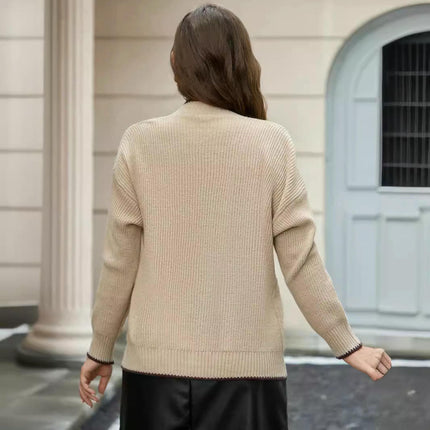 Women's V Neck Cardigan Open Front Button Down Knit Sweaters with Pockets