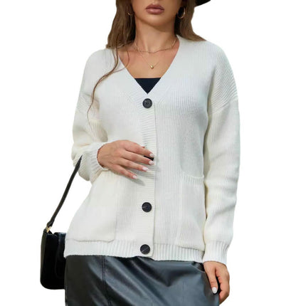 Women's Knit Cardigans Open Front Long Sleeve V Neck Button Down Loose Sweaters