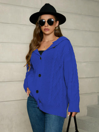 Women's Casual Cardigan V Neck Button Down Hooded Long Sleeve Sweaters