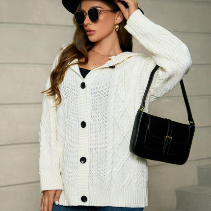 Women's Casual Cardigan V Neck Button Down Hooded Long Sleeve Sweaters