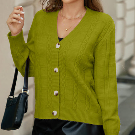 Women's Casual Open Front V Neck Long Sleeve Knit Cardigans Sweaters