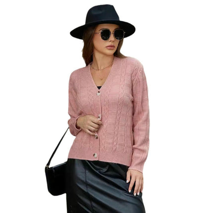 Women's Casual Open Front V Neck Long Sleeve Knit Cardigans Sweaters