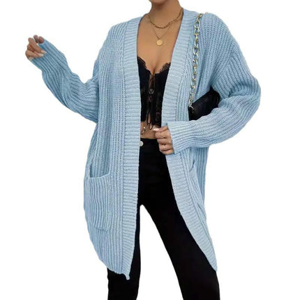Women's Long Sleeve Knit Long Cardigan Open Front Sweater Outerwear