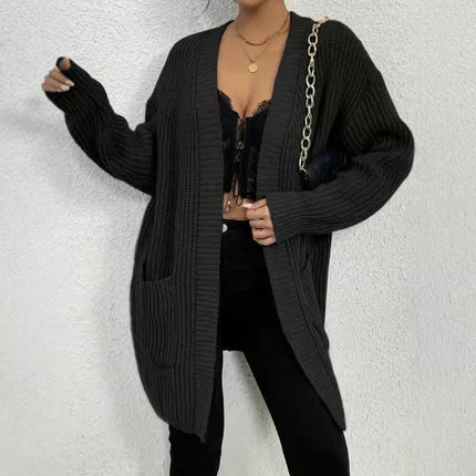 Women's Long Sleeve Knit Long Cardigan Open Front Sweater Outerwear