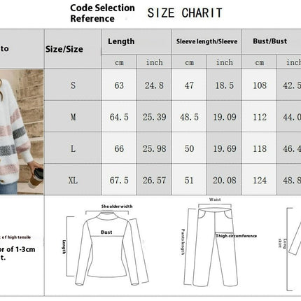 Women's Cardigan Striped Open Front Button Down Knitted Sweaters