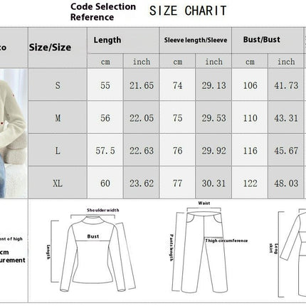 Women's Heart Print Button Down Long Sleeve V Neck Cardigan Sweater