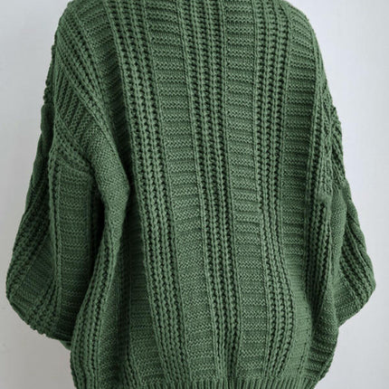 Women's Long Sleeve Cable Knit Sweater Open Front Button Down Knit Cardigan