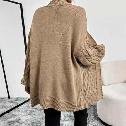Women's Cable Knit Cardigan Long Sleeve Open Front Button Down Sweater