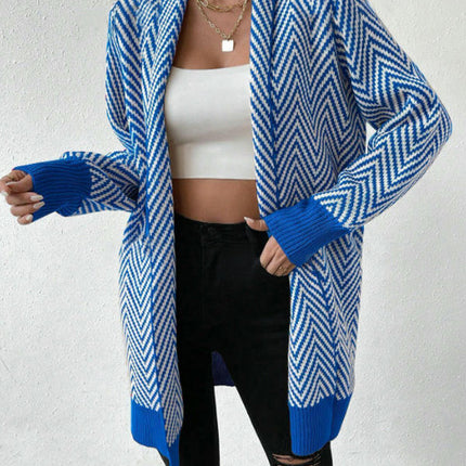 Women's Striped Cardigan Long Sleeve Open Front Knit Oversized Sweater