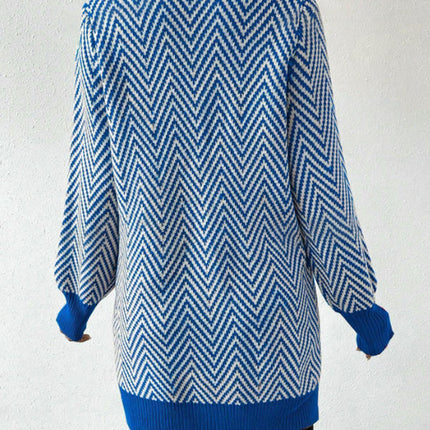 Women's Striped Cardigan Long Sleeve Open Front Knit Oversized Sweater